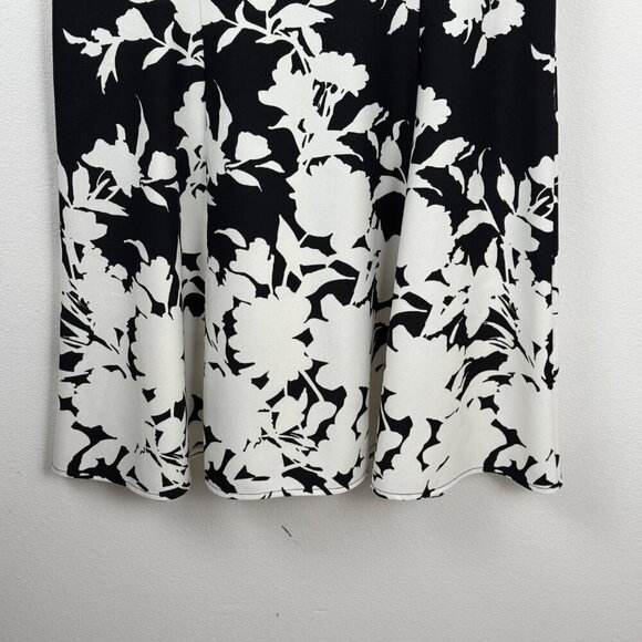 London Times Career Sheath Dress A Line Size 16 Floral Ivory Cream Black Midi - Picture 3 of 8